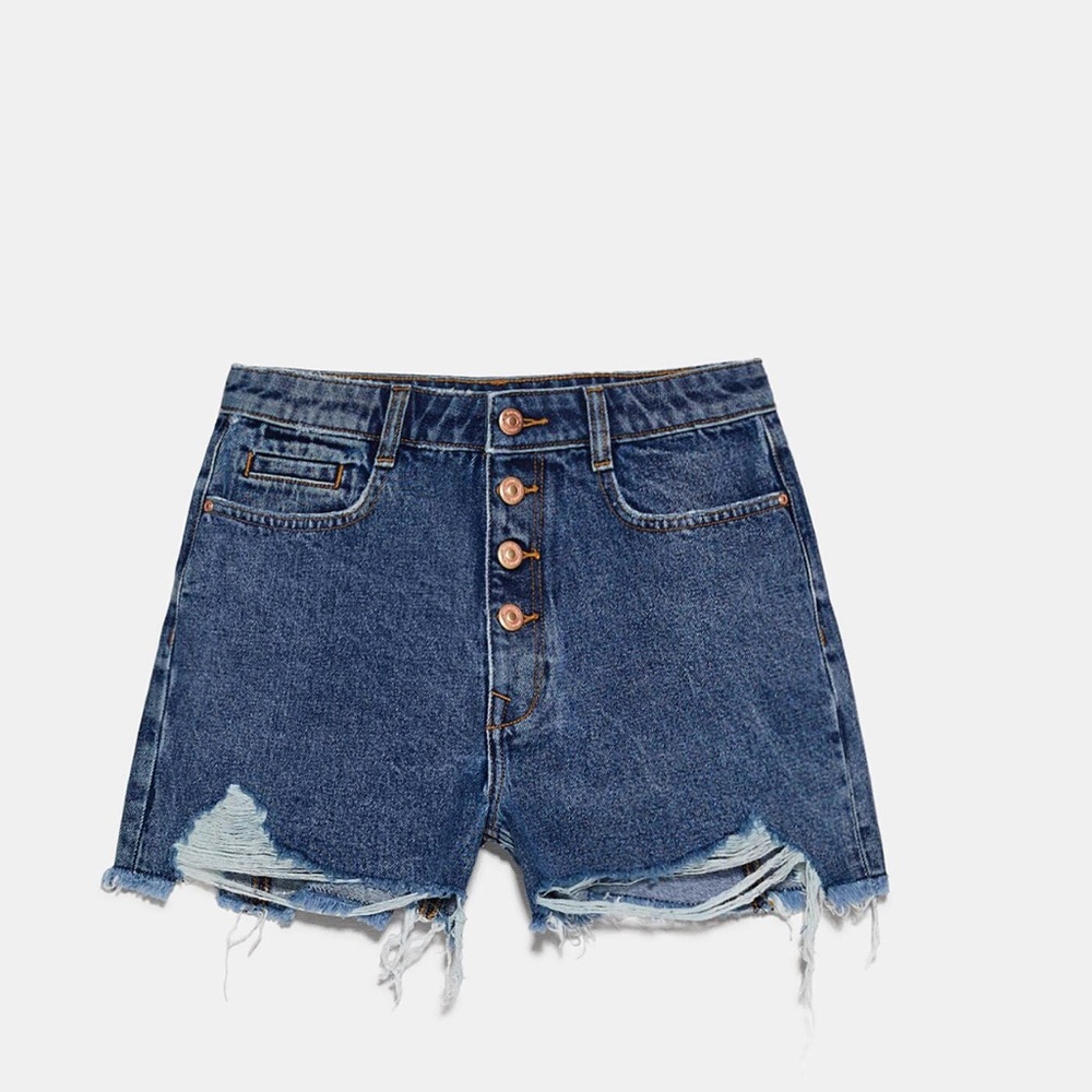 Zara Distressed Denim Shorts